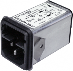 IEC-Stecker-C14, 50 bis 60 Hz, 2 A, 250 VAC, 4 mH, Flachstecker 6,3 mm, 4301.6002