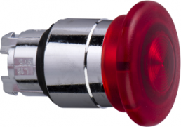 Drucktaster, tastend, Bund rund, rot, Frontring silber, Einbau-Ø 22 mm, ZB4BW443