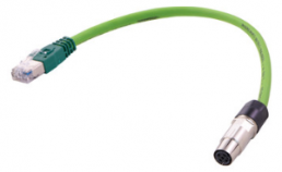 Sensor-Aktor Kabel, M12-Kabeldose, gerade auf RJ45-Kabelstecker, gerade, 4-polig, 1 m, PUR, grün, 0948C3C6004010