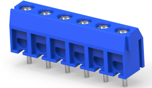 Leiterplattenklemme, 6-polig, RM 5 mm, 0,3-2 mm², 10 A, Schraubanschluss, blau, 1776244-6