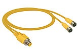 Sensor-Aktor Kabel, M12-Kabelstecker, gerade auf M12-Kabeldose, gerade, 3-polig, 0.3 m, TPU, gelb, 4 A, 9018