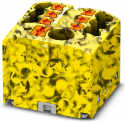 Verteilerblock, Push-in-Anschluss, 0,14-4,0 mm², 7-polig, 24 A, 6 kV, gelb/schwarz, 3273350