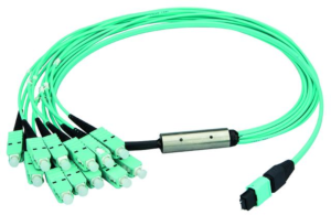 LWL-Kabel, MT/MPO auf LC, 1 m, OM3, Multimode 50/125 µm