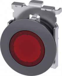 Drucktaster, beleuchtbar, rastend, Bund rund, rot, Einbau-Ø 30.5 mm, 3SU1061-0JA20-0AA0