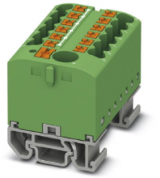 Verteilerblock, Push-in-Anschluss, 0,14-4,0 mm², 13-polig, 24 A, 8 kV, grün, 3274196