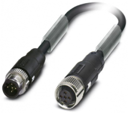 Sensor-Aktor Kabel, M12-Kabelstecker, gerade auf M12-Kabeldose, gerade, 5-polig, 0.13 m, PUR, schwarz, 4 A, 1518478