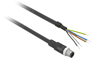 Sensor-Aktor Kabel, M12-Kabelstecker, gerade auf offenes Ende, 5-polig, 0.5 m, PUR, schwarz, 4 A, XZCP1564L05