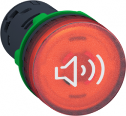 Akustischer Signalgeber, beleuchtbar, Bund rund, rot, Einbau-Ø 22 mm, XB5KS2B4