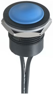 Drucktaster, 1-polig, blau, unbeleuchtet, 2 A/24 V, Einbau-Ø 16.2 mm, IP65/IP67, IAR3F1100