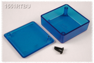 ABS Gehäuse, (L x B x H) 50 x 50 x 20 mm, blau/transparent, IP54, 1551RTBU