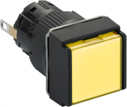 Meldeleuchte, Bund quadratisch, gelb, Frontring schwarz, Einbau-Ø 16 mm, XB6ECV5BP