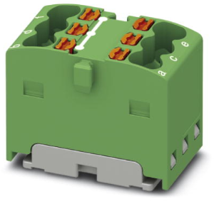 Verteilerblock, Push-in-Anschluss, 0,14-2,5 mm², 6-polig, 17.5 A, 6 kV, grün, 3002883