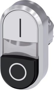 Doppeldrucktaster, beleuchtbar, tastend, Bund oval, weiß/schwarz, Einbau-Ø 22.3 mm, 3SU1051-3BB61-0AK0