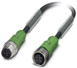 Sensor-Aktor Kabel, M12-Kabelstecker, gerade auf M12-Kabeldose, gerade, 5-polig, 0.3 m, PVC, schwarz, 4 A, 1415695