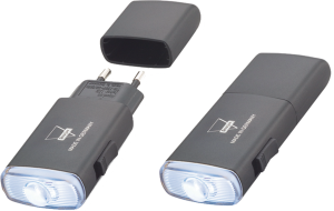 Aufladbare LED-Taschenlampe, schwarz, 1 h, Kunststoff
