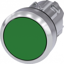 Drucktaster, unbeleuchtet, rastend, Bund rund, grün, Einbau-Ø 22.3 mm, 3SU1050-0AA40-0AA0