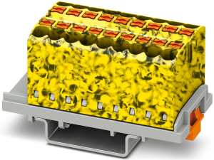 Verteilerblock, Push-in-Anschluss, 0,14-4,0 mm², 18-polig, 24 A, 8 kV, gelb/schwarz, 3273064