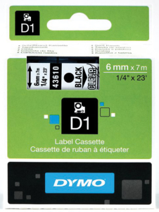 Schriftbandkassette, 6 mm, Band transparent, Schrift schwarz, 7 m, S0720770
