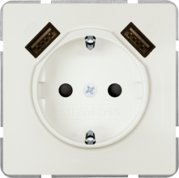 SCHUKO-Steckdose mit USB-Ladegerät, weiß, 16 A/250 V, Deutschland, IP20, 5UB1870-0TW01