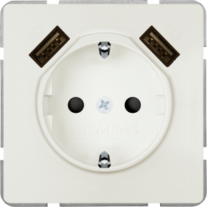 SCHUKO-Steckdose mit USB-Ladegerät, weiß, 16 A/250 V, Deutschland, IP20, 5UB1870-0TW01