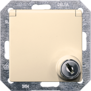 SCHUKO-Steckdose mit Klappdeckel, abschließbar, weiß, 16 A/250 V, Deutschland, IP20, 5UB1906