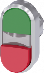 Doppeldrucktaster, beleuchtbar, tastend, Bund rund, grün/rot, Einbau-Ø 22.3 mm, 3SU1050-3BB42-0AA0