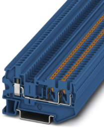 Durchgangsklemme, Push-in-Anschluss, 0,14-4,0 mm², 3-polig, 24 A, 8 kV, blau, 3209516