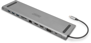 11-Port USB-C Dock, grey, 2x HDMI, VGA, DA-70898