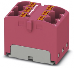 Verteilerblock, Push-in-Anschluss, 0,2-6,0 mm², 6-polig, 32 A, 6 kV, pink, 3273807