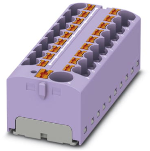 Verteilerblock, Push-in-Anschluss, 0,2-6,0 mm², 19-polig, 32 A, 6 kV, violett, 3273916
