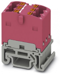 Verteilerblock, Push-in-Anschluss, 0,14-2,5 mm², 6-polig, 17.5 A, 6 kV, pink, 3002976