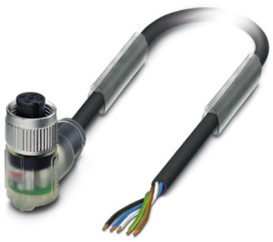 Sensor-Aktor Kabel, M12-Kabeldose, abgewinkelt auf offenes Ende, 5-polig, 10 m, PUR, schwarz, 4 A, 1694431
