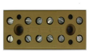 Klemmenleiste, 6-polig, 0,5-4,0 mm², Klemmstellen: 12, gelb, Schraubanschluss, 32 A