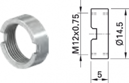 Rundmutter, M12x0.75, H 5 mm, Außen-Ø 14.5 mm, Nickel, 23.5120
