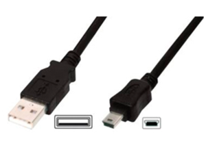 USB 2.0 Adapterleitung, USB Stecker Typ A auf Mini-USB Stecker Typ B, 1 m, schwarz
