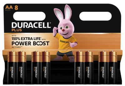 DURACELL PLUS POWER BOOST AA8 Duracell Rundzellen, 9V-Blöcke