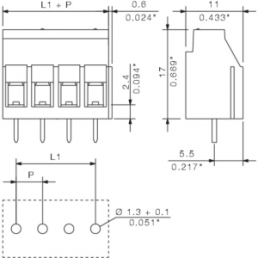 Leiterplattenklemme, 4-polig, RM 5 mm, 0,08-6,0 mm², 20 A, Zugbügel, orange, 1001720000