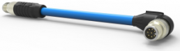 Netzwerkkabel, M12-Stecker, gerade auf M12-Stecker, abgewinkelt, Cat 7, S/FTP, 5.5 m, blau