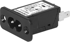 IEC-Stecker-C8, 50 bis 60 Hz, 2.5 A, 250 VAC, 1.2 mH, Flachstecker 6,3 mm, 5008.0002