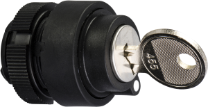 Schlüsselschalter, unbeleuchtet, Bund rund, Frontring schwarz, Einbau-Ø 22 mm, ZA2BG3