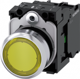 Drucktaster, gelb, beleuchtet (gelb), Einbau-Ø 22.3 mm, IP20/IP66/IP67/IP69/IP69K, 3SU1152-0AB30-1BA0