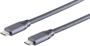 USB 3.2 Anschlussleitung, USB Stecker Typ C auf USB Stecker Typ C, 0.5 m, grau