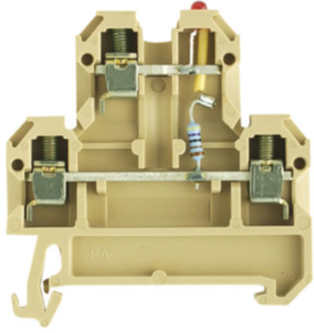 Mehrstock-Reihenklemme, Schraubanschluss, 0,5-4,0 mm², 5 mA, 1 kV, beige/gelb, 0539160000