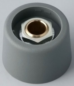 Drehknopf, 6.35 mm, Kunststoff, grau, Ø 23 mm, H 16 mm, A3123638