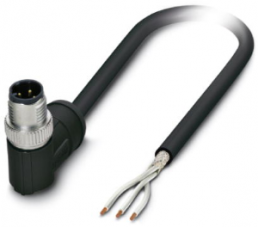 Sensor-Aktor Kabel, M12-Kabelstecker, abgewinkelt auf offenes Ende, 3-polig, 5 m, PE-X, schwarz, 4 A, 1407300