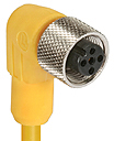 Sensor-Aktor Kabel, M12-Kabeldose, abgewinkelt auf offenes Ende, 4-polig, 10 m, PVC, gelb, 4 A, 18891