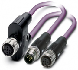 Sensor-Aktor Kabel, M12-Kabelstecker, gerade auf M12-Kabeldose, gerade/M12-Kabelstecker, gerade, 5-polig, 10 m, PUR, violett, 4 A, 1436068