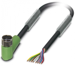 Sensor-Aktor Kabel, M8-Kabeldose, abgewinkelt auf offenes Ende, 8-polig, 5 m, PUR, schwarz, 1.5 A, 1404193