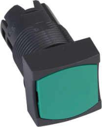Drucktaster, tastend, Bund quadratisch, grün, Frontring schwarz, Einbau-Ø 16 mm, ZB6CA3