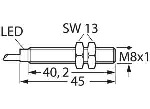Näherungsschalter, Einbaumontage M8, 1 Schließer, 30 V (DC), 200 mA, Erfassungsbereich 2 mm, 7900001